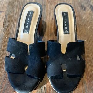Steve Madden black suede slides